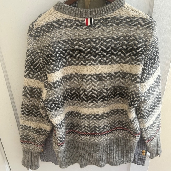 Thom Browne men crewneck wool mohair sweater size 3 Large L - Picture 3 of 4